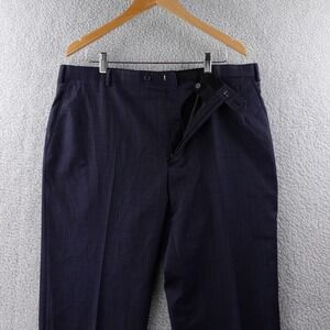 Brioni Pinstripe Wool Dress Pants Men's Size 56 Navy Plaid Italian 40X29